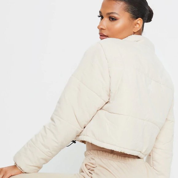 Prettittlething Cream Crop Puffer Jacket - Picture 8 of 8